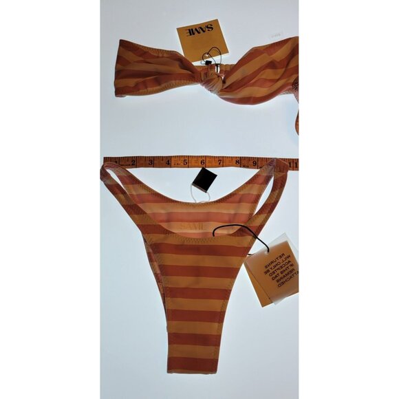 SAME LOS ANGELES Set 2pc Bikiny Swim Top XSmall Bottom High Weist Knotted Bandeu - Picture 7 of 12